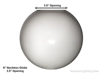 8 Inch Plastic Globe Neckless Opening White Acrylic