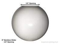 8 Inch Plastic Globe Neckless Opening White Acrylic