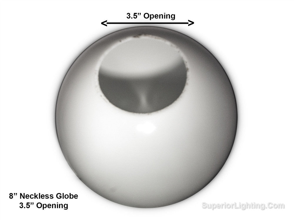 8 Inch Plastic Globe Neckless Opening White Acrylic