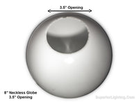 8 Inch Plastic Globe Neckless Opening White Acrylic