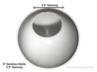 8 Inch Plastic Globe Neckless Opening White Acrylic