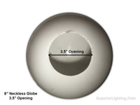 8 Inch Plastic Globe Neckless Opening White Acrylic