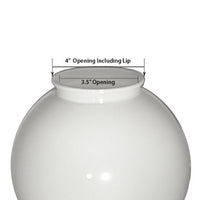 8 Inch Plastic Globe Plain Lip Opening White Acrylic