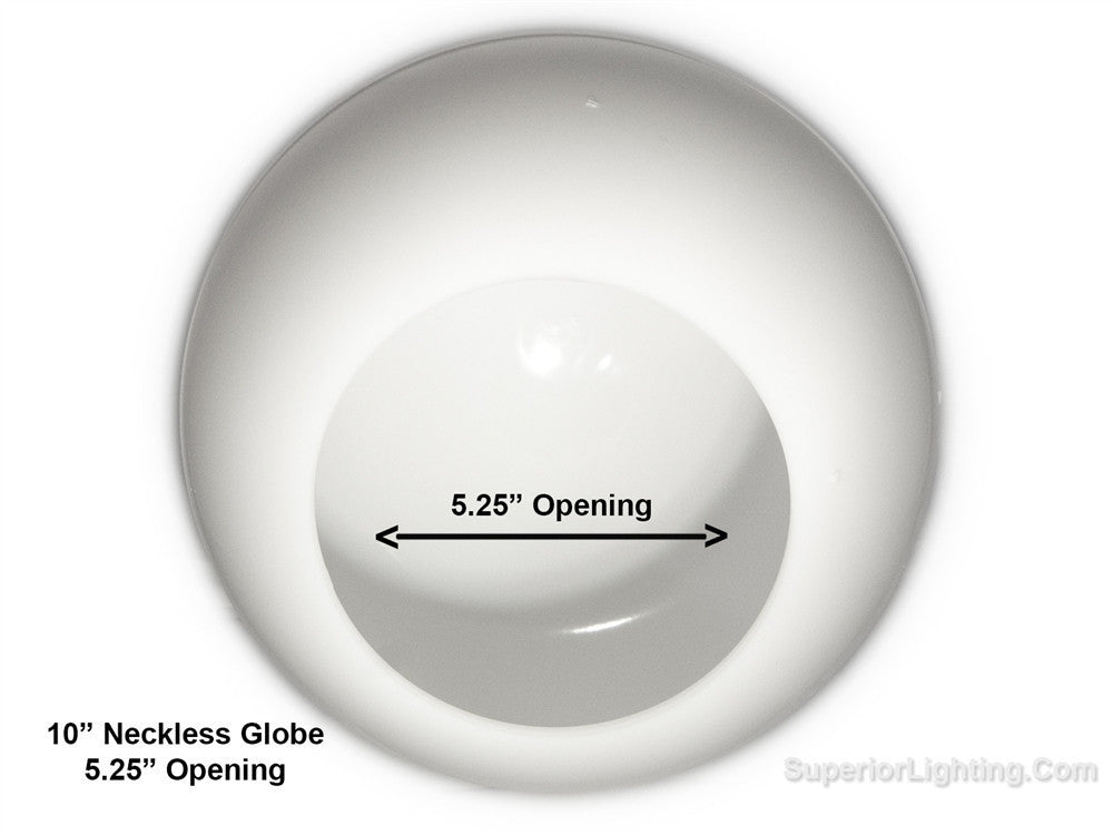 10 Inch Plastic Globe Neckless Opening White Acrylic
