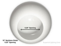 10 Inch Plastic Globe Neckless Opening White Acrylic