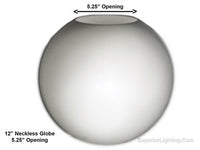 12 Inch Plastic Globe Neckless Opening White Acrylic