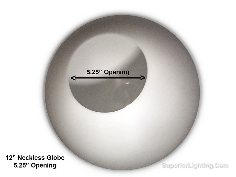 12 Inch Plastic Globe Neckless Opening White Acrylic