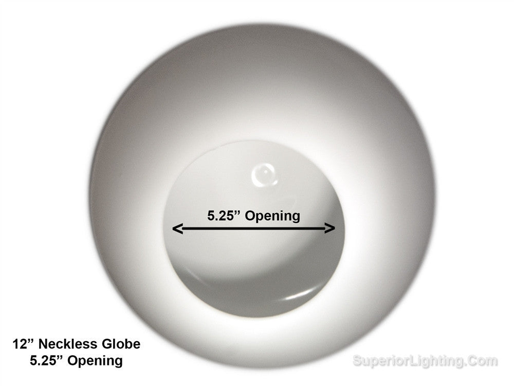 12 Inch Plastic Globe Neckless Opening White Acrylic