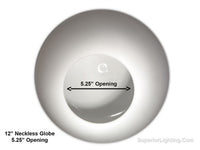 12 Inch Plastic Globe Neckless Opening White Acrylic