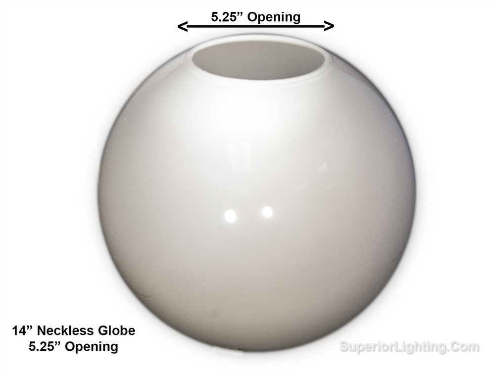 14 Inch Plastic Globe Neckless Opening White Acrylic