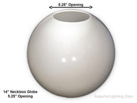 14 Inch Plastic Globe Neckless Opening White Acrylic