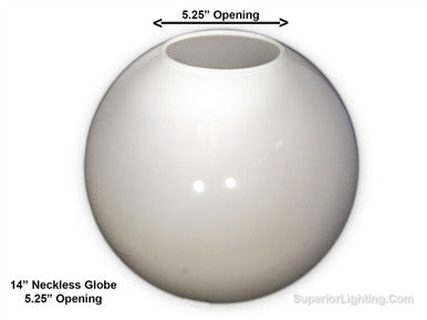 14 Inch Plastic Globe Neckless Opening White Acrylic