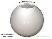 14 Inch Plastic Globe Neckless Opening White Acrylic