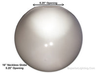 16 Inch Plastic Globe Neckless Opening White Acrylic