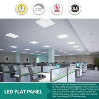 2x2 LED Flat Panel - 40 Watt - 4000 Lumens - 5000K Daylight - 120-277V - Dimmable - For Recessed Drop Ceiling