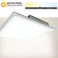 2x2 LED Flat Panel - 40 Watt - 4000 Lumens - 4000K Cool White - 120-277V - Dimmable - For Recessed Drop Ceiling
