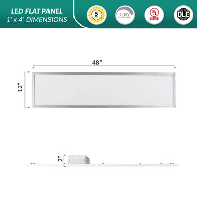 1x4 LED Flat Panel - 40 Watt - 4000 Lumens - 3500K Neutral White - 120-277V - Dimmable - For Recessed Drop Ceiling