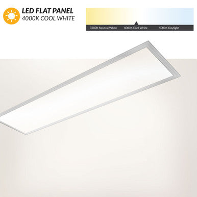1x4 LED Flat Panel - 40 Watt - 4000 Lumens - 4000K Cool White - 120-277V - Dimmable - With Recessed Sheet Rock Kit