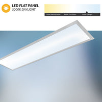1x4 LED Flat Panel - 40 Watt - 4000 Lumens - 5000K Daylight - 120-277V - Dimmable - With Recessed Sheet Rock Kit