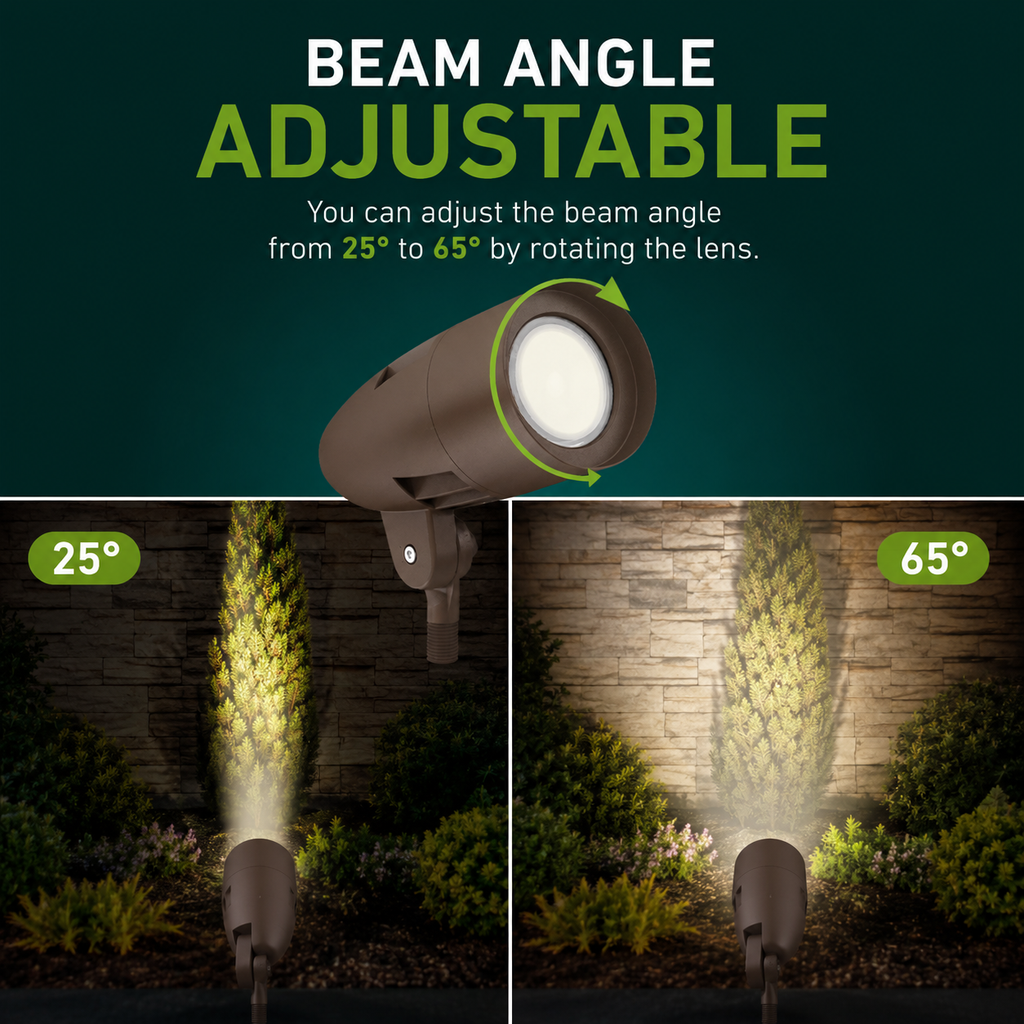 LED Fully Adjustable Spot Light Fixtures - Commercial Landscape Lighting - Options Available For Voltage, Wattage and Either Black or Bronze Finish