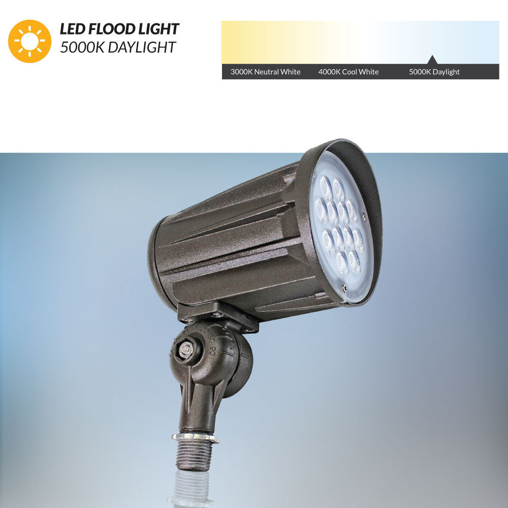 15 Watt LED Landscape Light with Knuckle Mount - Integrated LED - 1500 Lumens - 5000K Daylight - 120-277V