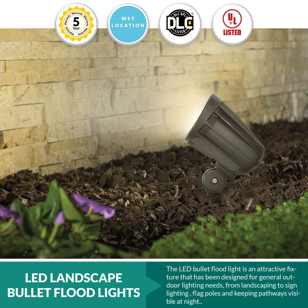 15 Watt LED Landscape Light with Knuckle Mount - Integrated LED - 1500 Lumens - 5000K Daylight - 120-277V