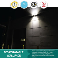 60 Watt LED Rotatable Wallpack - 8100 Lumens - 3000K Soft White - 120-277V - Bronze Finish