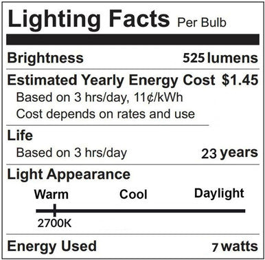 7 Watt LED MR16 Bulb - GU5.3 Bipin - 500 Lumens - 2700K Warm White - 12V - Dimmable