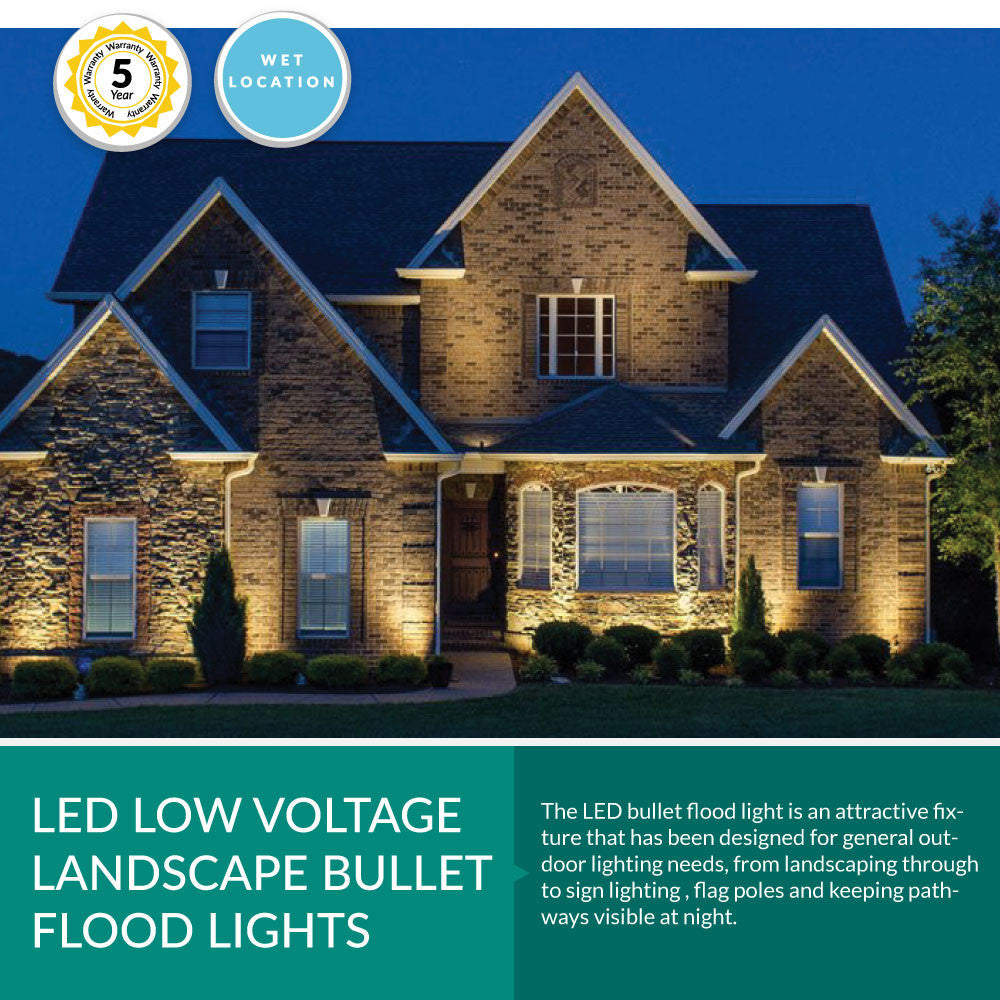 6 Watt LED Landscape Light with Knuckle Mount - Integrated LED - 550 Lumens - 3000K Soft White - 12V