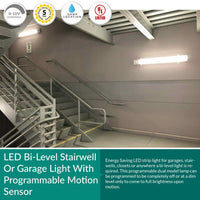 40 Watt Linear Stairwell Light - with Bi-Level Sensor - 4200 Lumens - 4000K Cool White - 120-277V - Ceiling Or Wall Mount - Dimmable