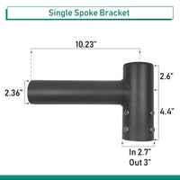 Pole Top Spoke Bracket for 1 Light Fixture at 90 degrees, 1 Foot Wide, slips on 2-3/8 tenon