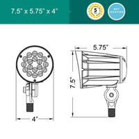 24 Watt LED Landscape Light with Knuckle Mount - Integrated LED - 2500 Lumens - 5000K Daylight - 12V