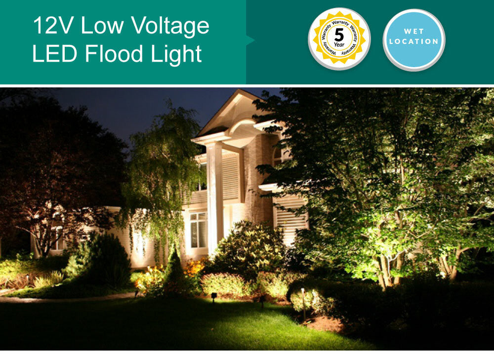Low Voltage LED Landscape Flood Light - Knuckle Mount - 30 Watt - 2700 - Lumens - 5000K Daylight - Bronze - 12V