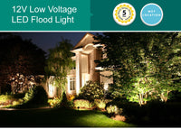 Low Voltage LED Landscape Flood Light - Knuckle Mount - 30 Watt - 2700 - Lumens - 5000K Daylight - Bronze - 12V