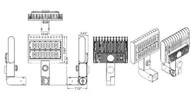 100 Watt LED Outdoor Flood Light - Trunnion Mount - 10000 Lumens - 3000K Soft White - 120-277V - Bronze Finish
