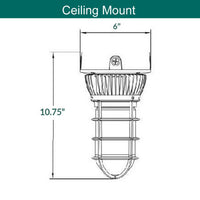 LED Universal Mount Vapor Tight - 12 Watt - 900 Lumens - 3000K Soft White - 120-277V - Gray Finish - Ceiling, Wall or Conduit Mount