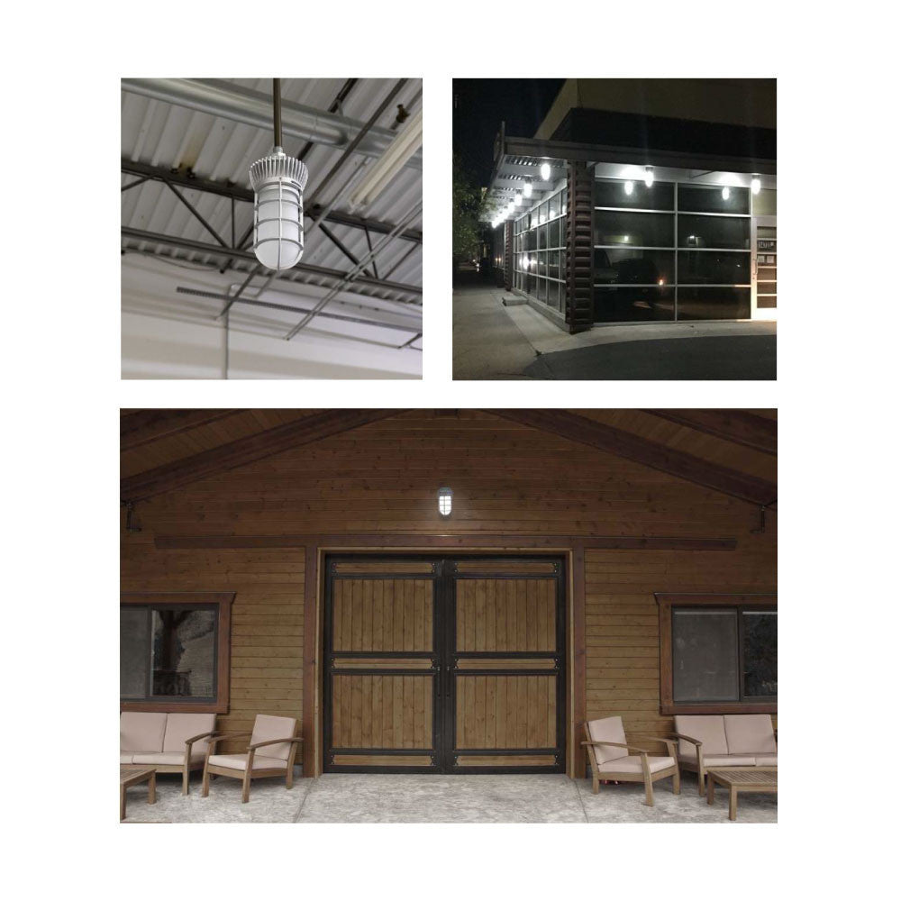 LED Universal Mount Vapor Tight - 12 Watt - 900 Lumens - 3000K Soft White - 120-277V - Gray Finish - Ceiling, Wall or Conduit Mount