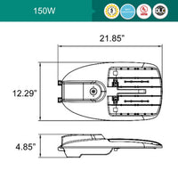 150 Watt LED Roadway Light With Photocell - 21000 Lumens - 5000K Daylight - 120-277V - White Finish - Includes Pole Mount