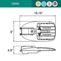 100 Watt LED Roadway Light With Photocell - 13500 Lumens - 5000K Daylight - 120-277V - White Finish - Includes Pole Mount