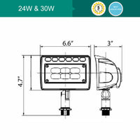 Low Voltage LED Landscape Flood Light - Knuckle Mount - 30 Watt - 2700 - Lumens - 5000K Daylight - Bronze - 12V