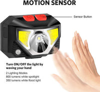 2-Pack Rechargeable Headlamp Flashlight, Motion Sensor, IPX4 Waterproof, Bright White Cree Led & Red Light,  - Free With 1,000 Reward Points. Exclusive loyalty program offer only!