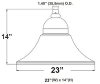 Designer Bell LED Single Head Solar Post Top - 23 Inch Diameter - 50 Watt - 8000 Lumens - Color Temperature Selectable 30K/40K/50K - 4 Inch Tennon Adaptor - Bronze Finish