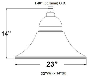 Designer Bell LED Single Head Solar Post Top - 23 Inch Diameter - 50 Watt - 8000 Lumens - Color Temperature Selectable 30K/40K/50K - 4 Inch Tennon Adaptor - Bronze Finish