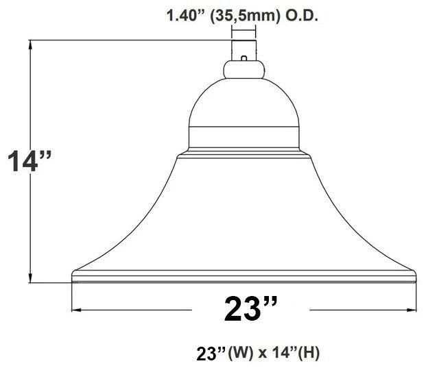 Designer Bell LED Single Head Solar Post Top - 23 Inch Diameter - 50 Watt - 8000 Lumens - Color Temperature Selectable 30K/40K/50K - 5 Inch Tennon Adaptor - Bronze Finish