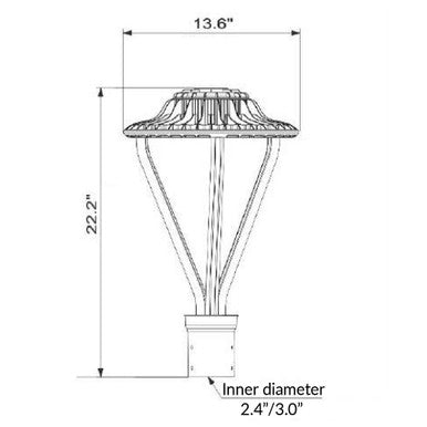 LED Post Light With PhotoControl - 75 Watt, 9750 Lumens - Fits 2.5 to 3 Inch Poles