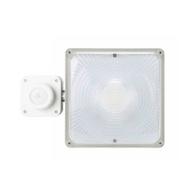 Square LED Canopy Light with PIR Motion Sensor - 40 Watt - Ceiling or Conduit Mount - 5400 Lumens - 5000K Daylight - 120-277V - White