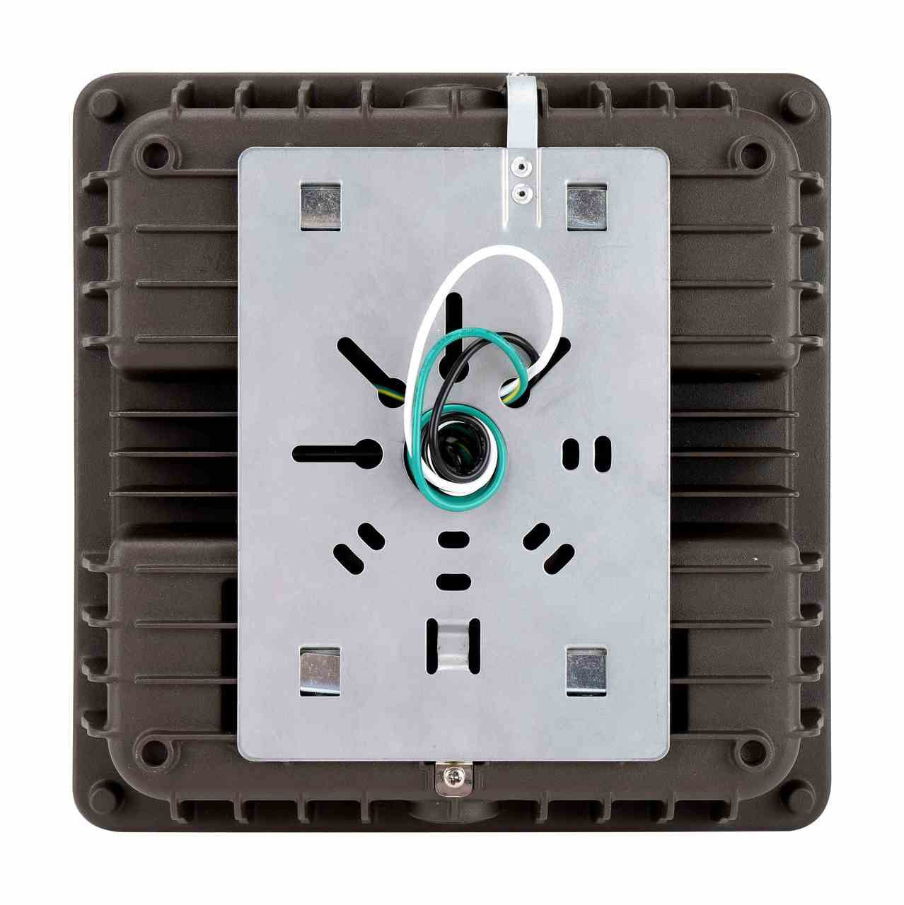 Square LED Canopy Light - 40 Watt - Ceiling or Conduit Mount - 5400 Lumens - 5000K Daylight - 120-277V - Bronze