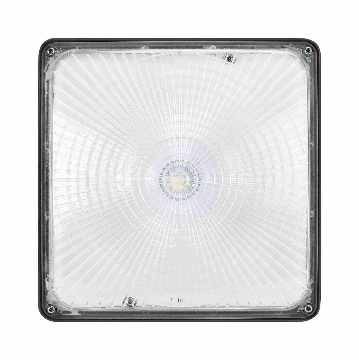 Square LED Canopy Light - 40 Watt - Ceiling or Conduit Mount - 5400 Lumens - 5000K Daylight - 120-277V - Bronze