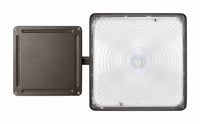 Square LED Canopy Light With Emergency Battery Back-Up - 40 Watt - Ceiling or Conduit Mount - 5400 Lumens - 5000K Daylight - 120-277V- Bronze