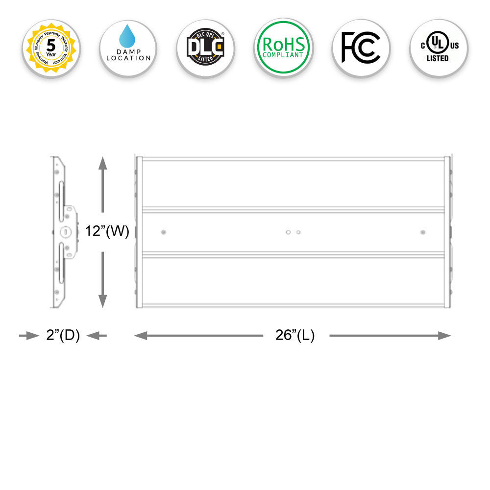 110 Watt Adjustable High Bay LED Light - 1 x 2 Foot - 15000 Lumens - 5000K Daylight - 120-277V